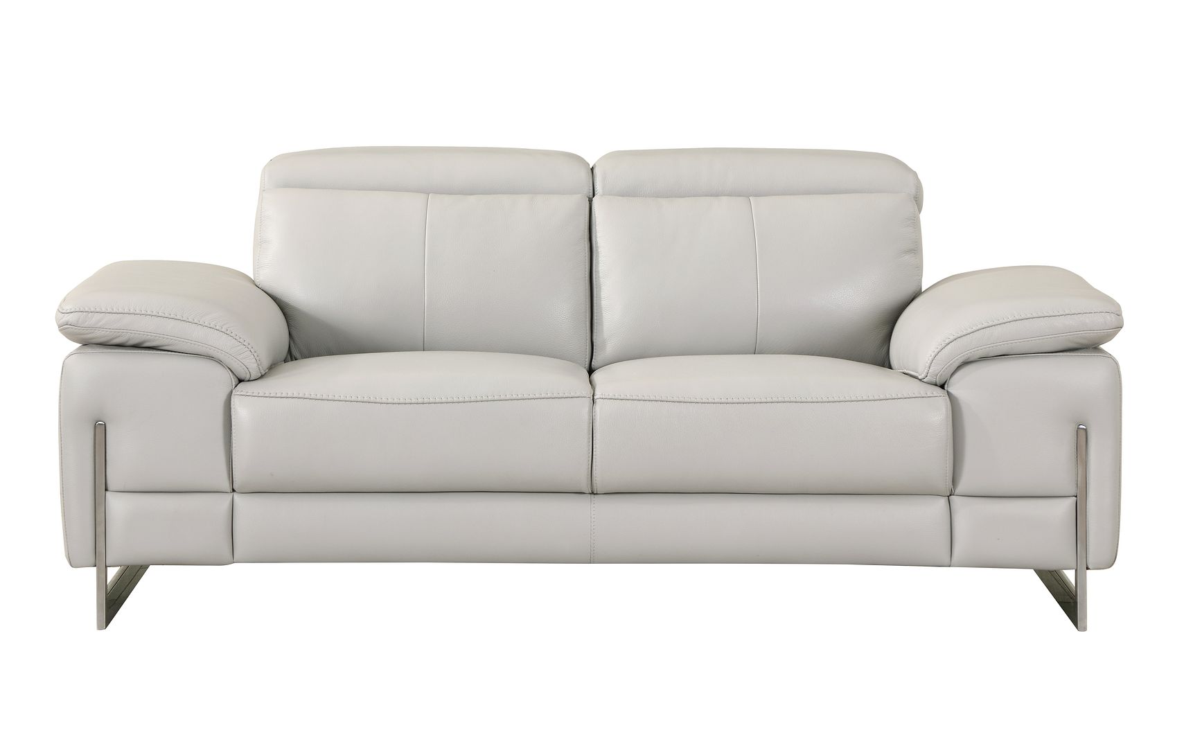 636 Divanitalia Dark Gray Loveseat with Adjustable Headrest in Top-grain Italian Leather - Light Grey