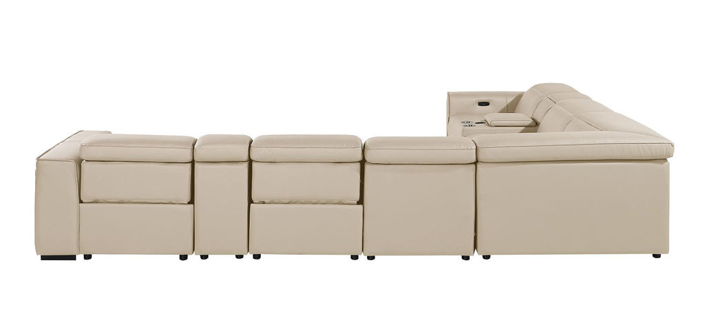 1224 Divanitalia 8-Piece L-Shaped Sectional Sofa in Top Grain Italian Leather with 4 Power Recliners & Power Headrests