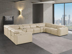 1224 Divanitalia 10-Piece U-Shaped Sectional Sofa in Top Grain Italian Leather with 4 Power Recliners & Power Headrests - Beige