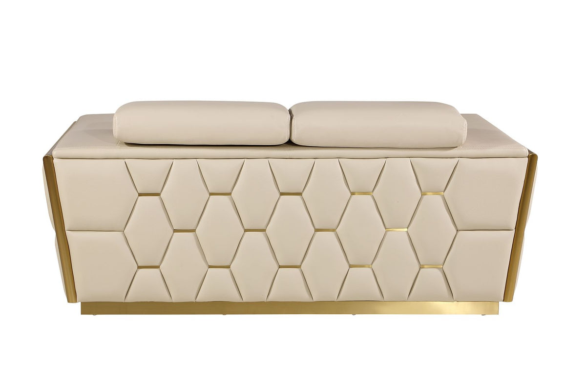 1111 Divanitalia Loveseat with Adjustable Headrest in Top-grain Italian Leather - Cream - SKU 1111-BEIGE-L - view 4