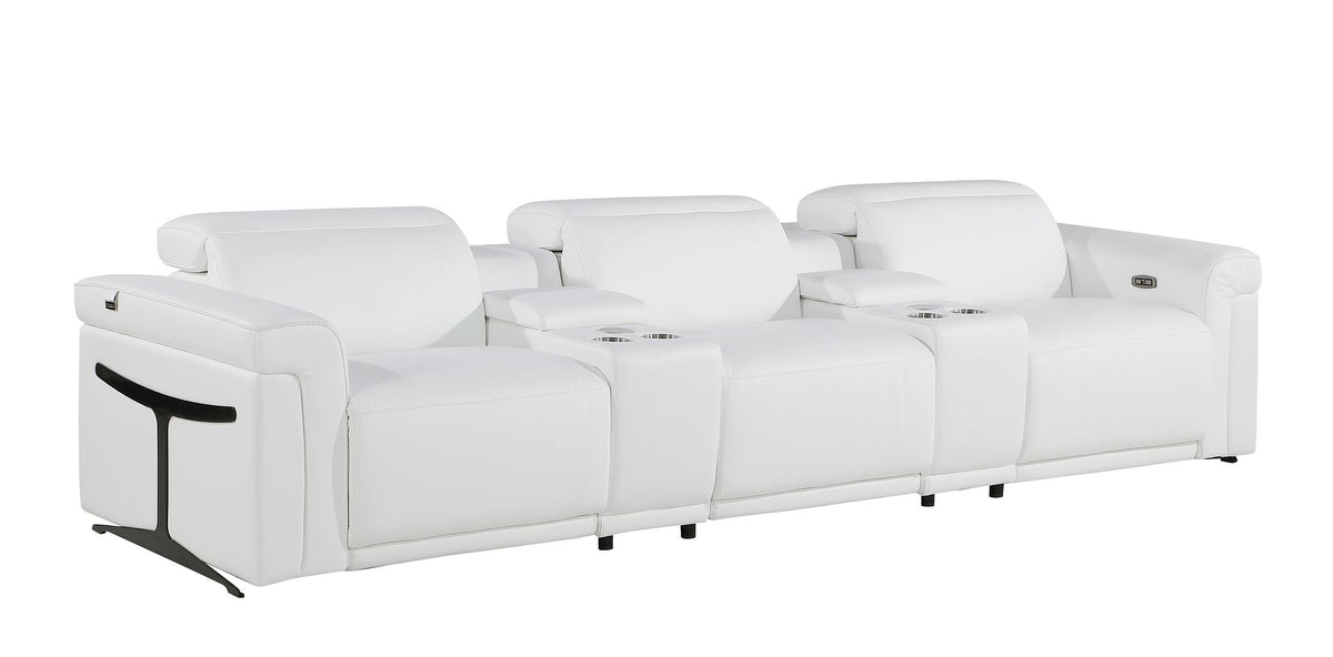1126 Divanitalia 8-Piece Modular Power Reclining Sofa & Loveseat Set in Top Grain Italian Leather with 5 Power Recliners & Power Headrests - White - SKU 1126-WHITE-8.5-HT - view 6