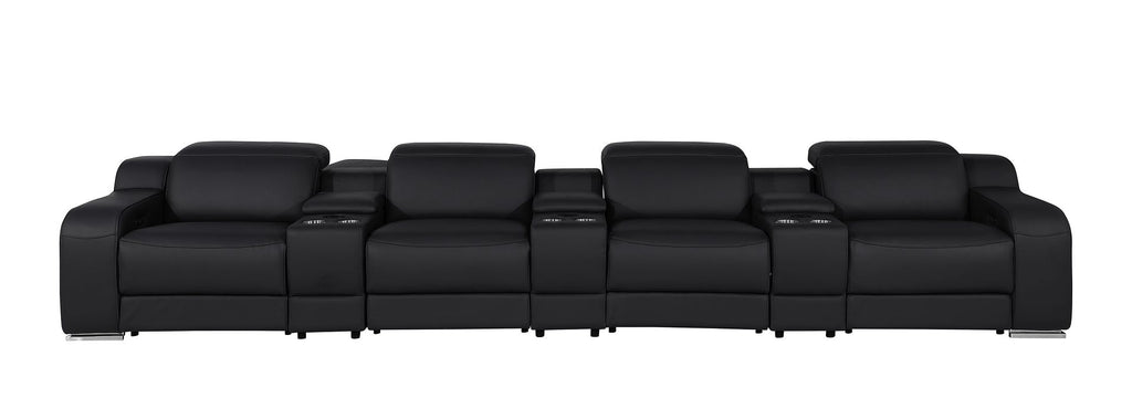 1116 Divanitalia 7-Piece Modular Power Reclining Sofa in Top Grain Italian Leather with 4 Power Recliners & Power Headrests - Black - SKU 1116-BLACK-S-7.4-HT - view 2