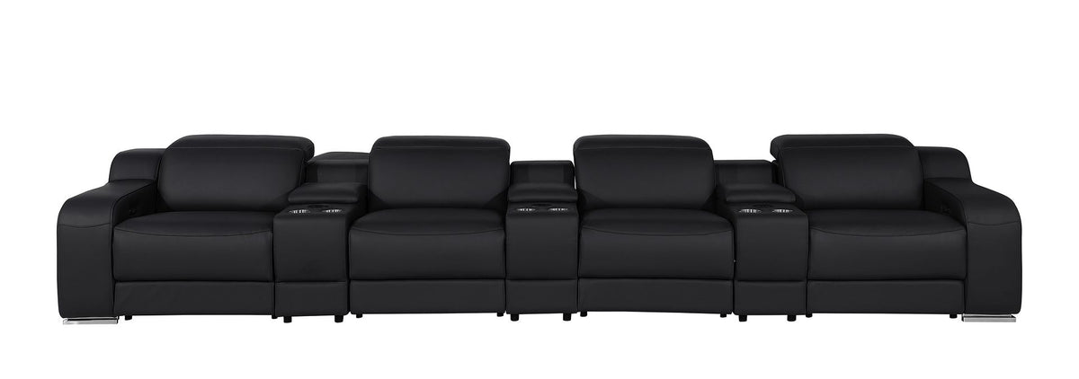 1116 Divanitalia 7-Piece Modular Power Reclining Sofa in Top Grain Italian Leather with 4 Power Recliners & Power Headrests - Black - SKU 1116-BLACK-S-7.4-HT - view 2