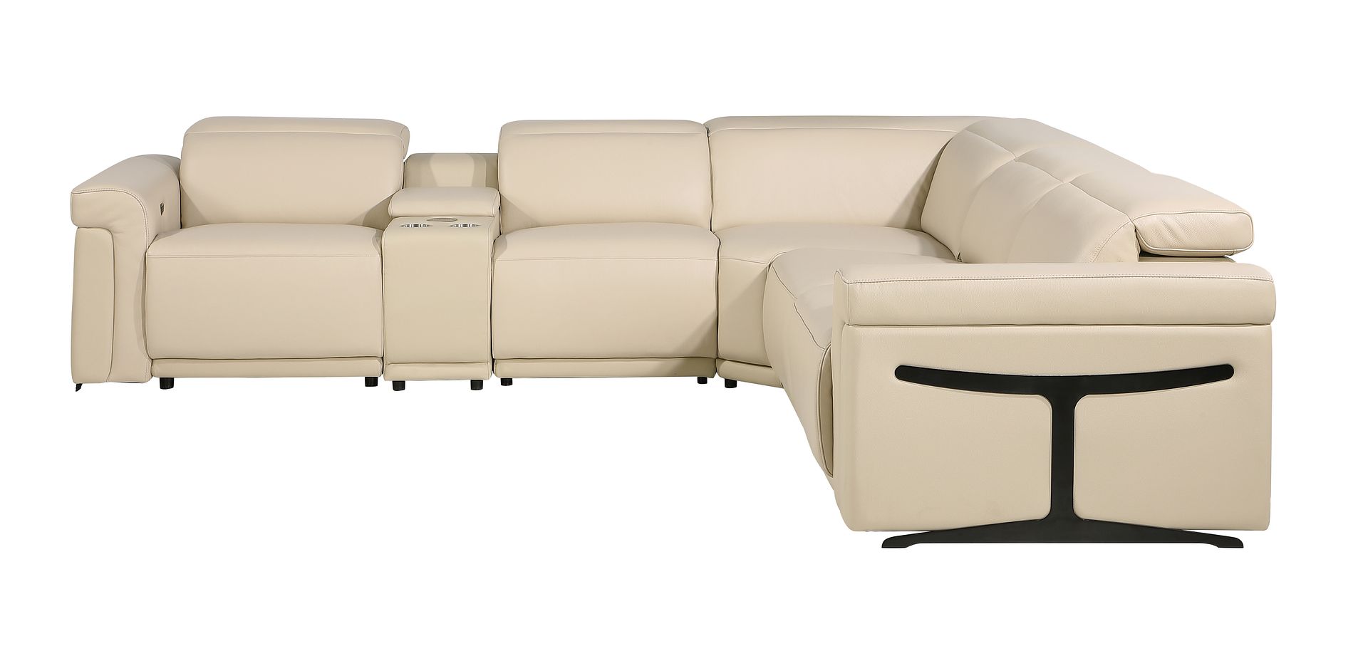 1126 Divanitalia 6-Piece L-Shaped Sectional Sofa in Top Grain Italian Leather with 3 Power Recliners & Power Headrests