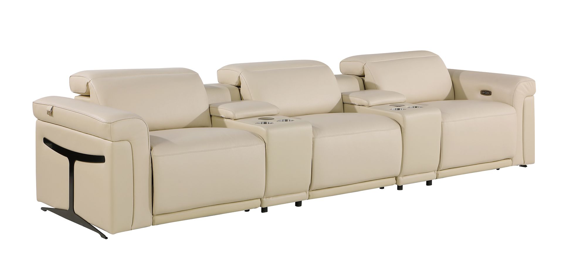 1126 Divanitalia 5-Piece Modular Power Reclining Sofa in Top Grain Italian Leather with 3 Power Recliners & Power Headrests