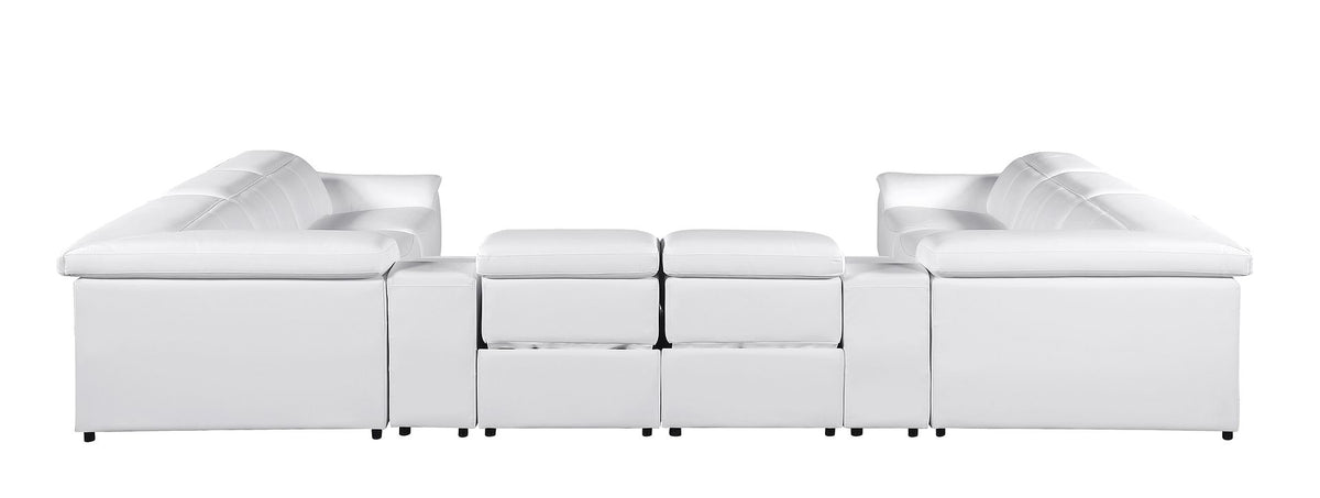 9762 Divanitalia 10-Piece U-Shaped Top Grain Italian Leather Sectional Sofa with 4 Power Recliners - White - SKU 9762-WHITE-10PC-4PWR-U-SECTIONAL-GROUP - view 7