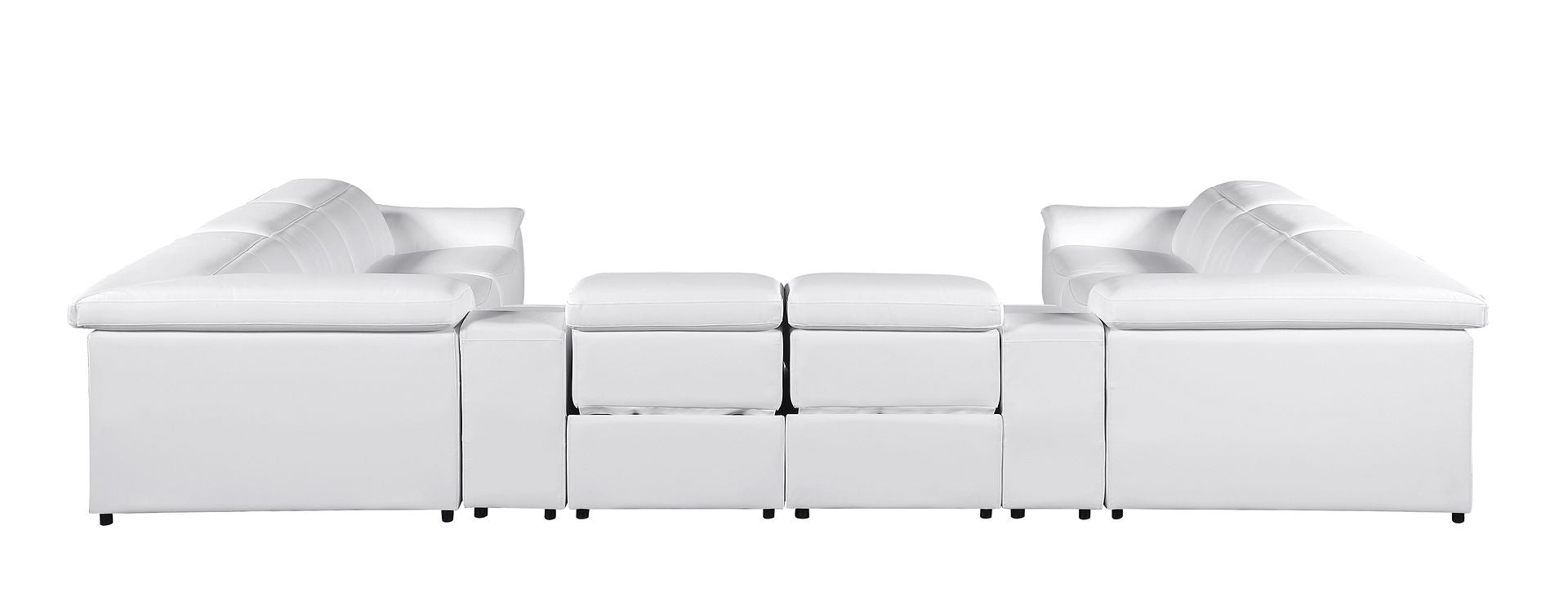 9762 Divanitalia 10-Piece U-Shaped Top Grain Italian Leather Sectional Sofa with 4 Power Recliners