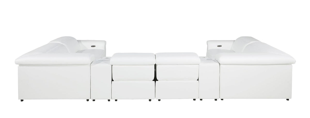 1126 Divanitalia 8-Piece U-Shaped Sectional Sofa in Top Grain Italian Leather with 4 Power Recliners & Power Headrests - White - SKU 1126-WHITE-8PC-4PWR-U-SECTIONAL-GROUP - view 7