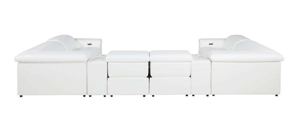 1126 Divanitalia 8-Piece U-Shaped Sectional Sofa in Top Grain Italian Leather with 4 Power Recliners & Power Headrests