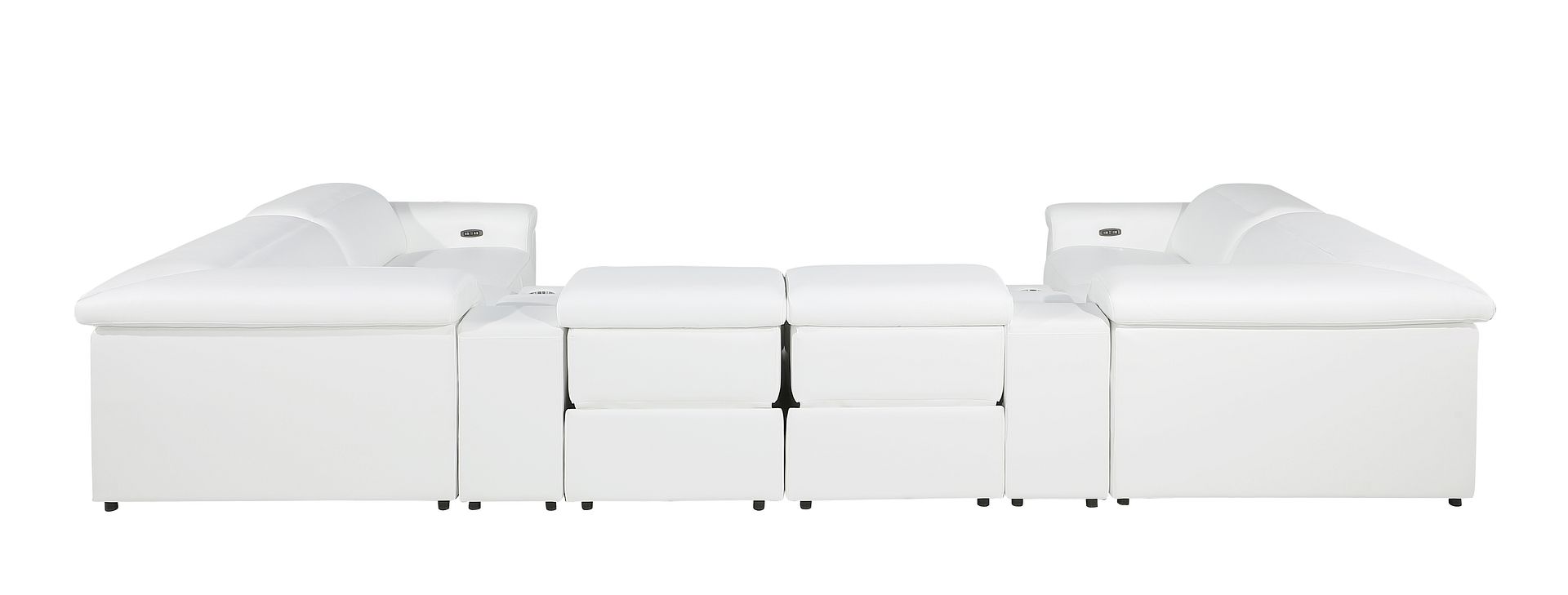 1126 Divanitalia 8-Piece U-Shaped Sectional Sofa in Top Grain Italian Leather with 4 Power Recliners & Power Headrests