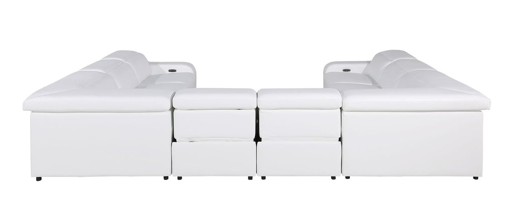 1116 Divanitalia 8-Piece U-Shaped Sectional Sofa in Top Grain Italian Leather with 4 Power Recliners & Power Headrests - White - SKU 1116-WHITE-8PC-4PWR-U-NC-SECTIONAL-GROUP - view 7