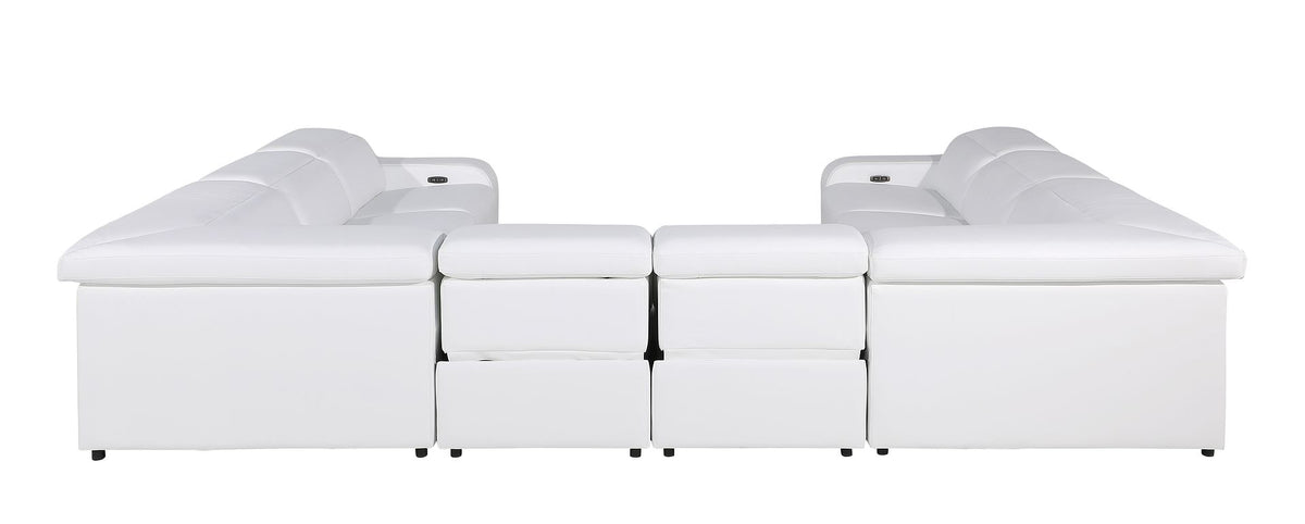 1116 Divanitalia 8-Piece U-Shaped Sectional Sofa in Top Grain Italian Leather with 4 Power Recliners & Power Headrests - White - SKU 1116-WHITE-8PC-4PWR-U-NC-SECTIONAL-GROUP - view 7