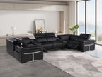 1126 Divanitalia 8-Piece U-Shaped Sectional Sofa in Top Grain Italian Leather with 2 Power Recliners & Power Headrests - Black - SKU 1126-BLACK-8PC-2PWR-U-SECTIONAL-GROUP - view 2