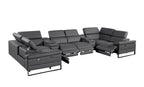 1246 Divanitalia 8-Piece U-Shaped Modular Power Reclining Sectional Sofa with 4 Power Recliners and Power Headrests - Top Grain Italian Leather
