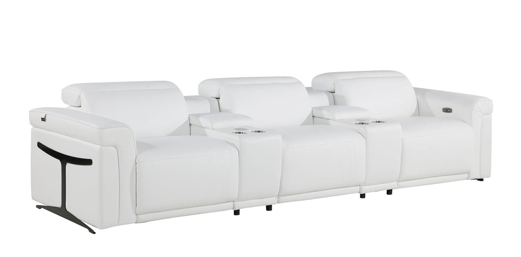 1126 Divanitalia 5-Piece Modular Power Reclining Sofa in Top Grain Italian Leather with 3 Power Recliners & Power Headrests