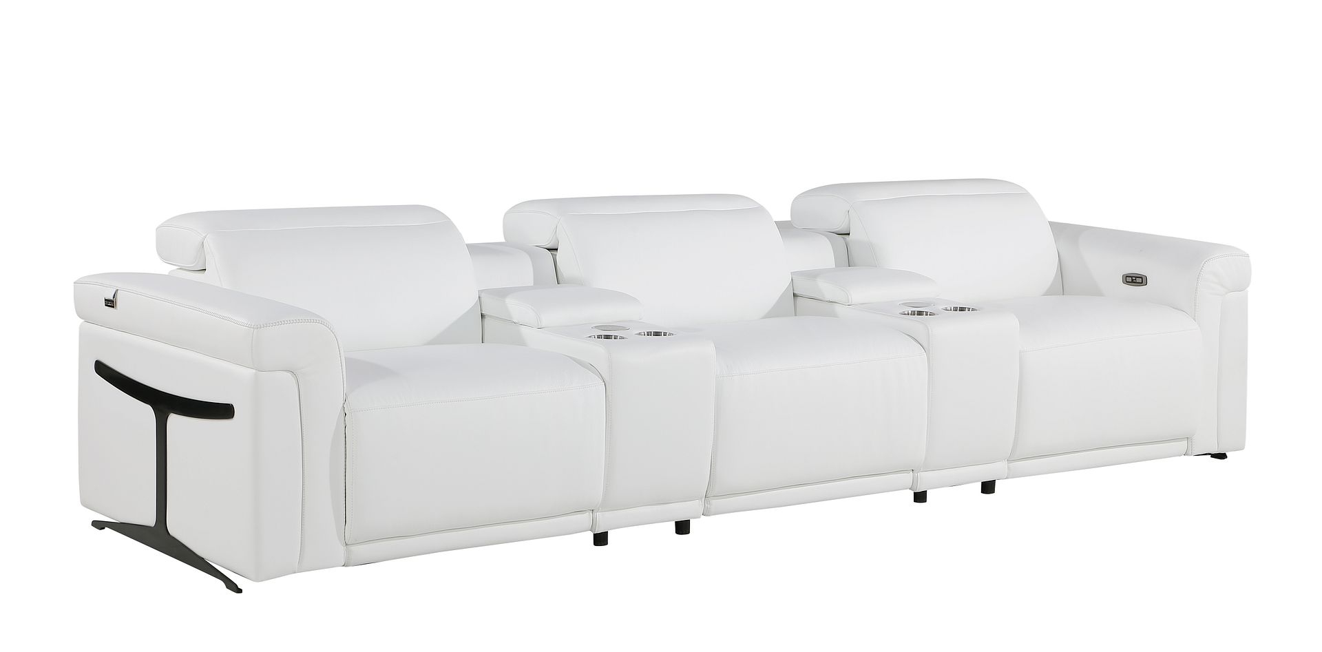1126 Divanitalia 5-Piece Modular Power Reclining Sofa in Top Grain Italian Leather with 3 Power Recliners & Power Headrests