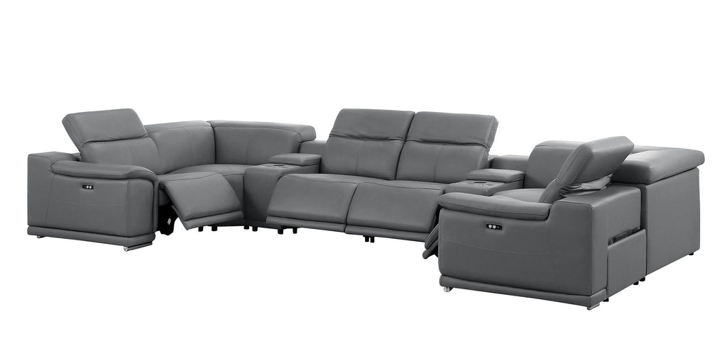 2679 8-Piece U-Shaped Power Reclining Sectional Sofa in Genuine Leather - 4 Recliners