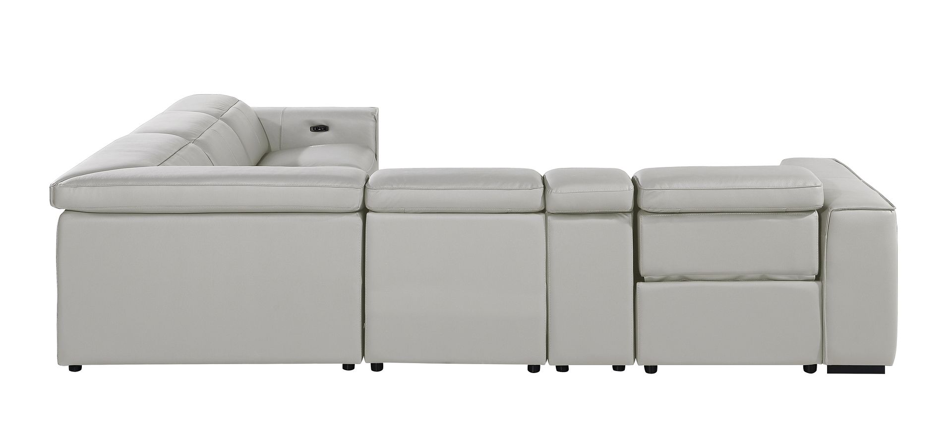 1224 Divanitalia 6-Piece L-Shaped Sectional Sofa in Top Grain Italian Leather with 3 Power Recliners & Power Headrests