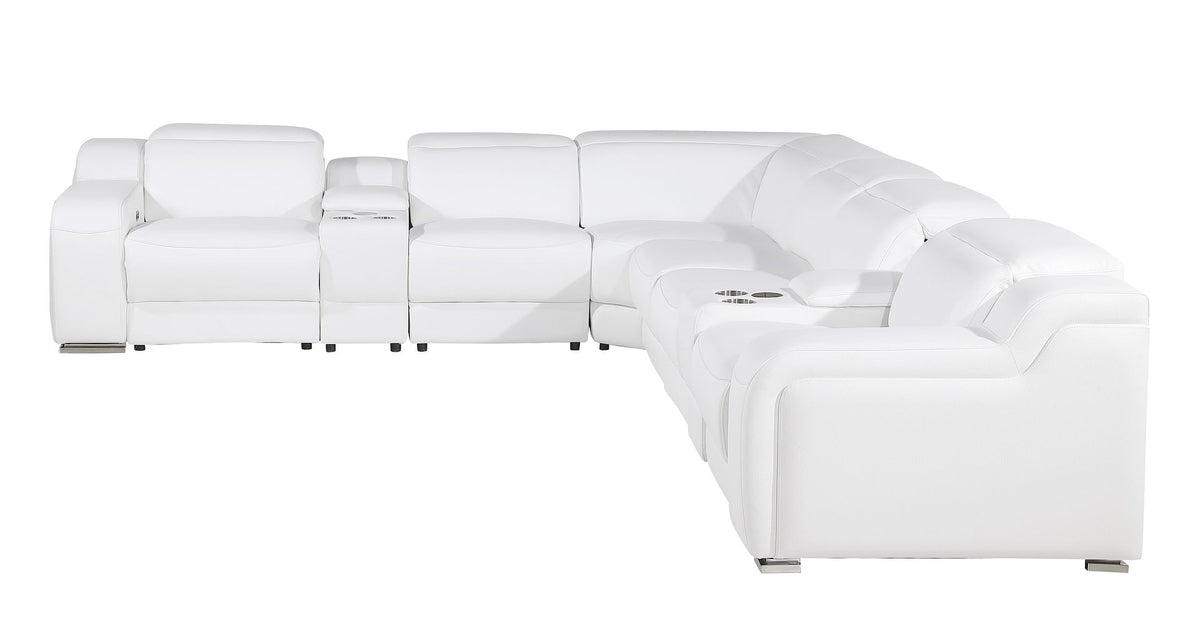 1116 Divanitalia 8-Piece L-Shaped Sectional Sofa in Top Grain Italian Leather with 3 Power Recliners & Power Headrests - White - SKU 1116-WHITE-8PC-3PWR-SECTIONAL- GROUP - view 4