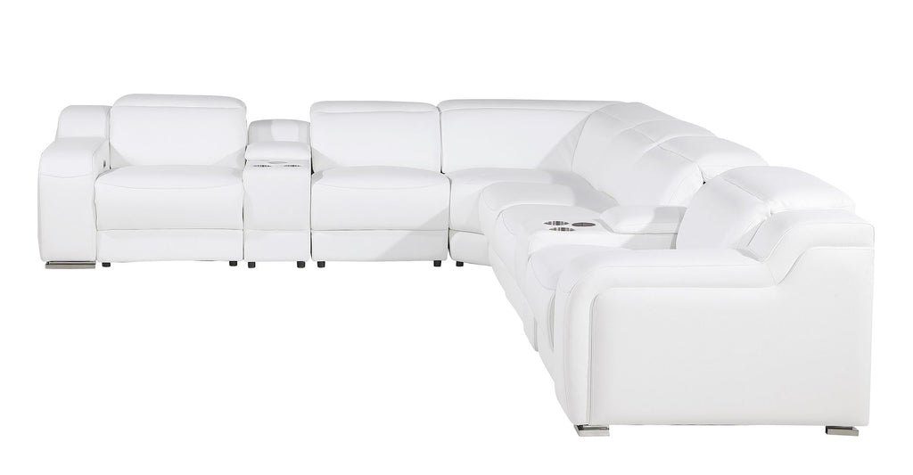 1116 Divanitalia 8-Piece L-Shaped Sectional Sofa in Top Grain Italian Leather with 3 Power Recliners & Power Headrests
