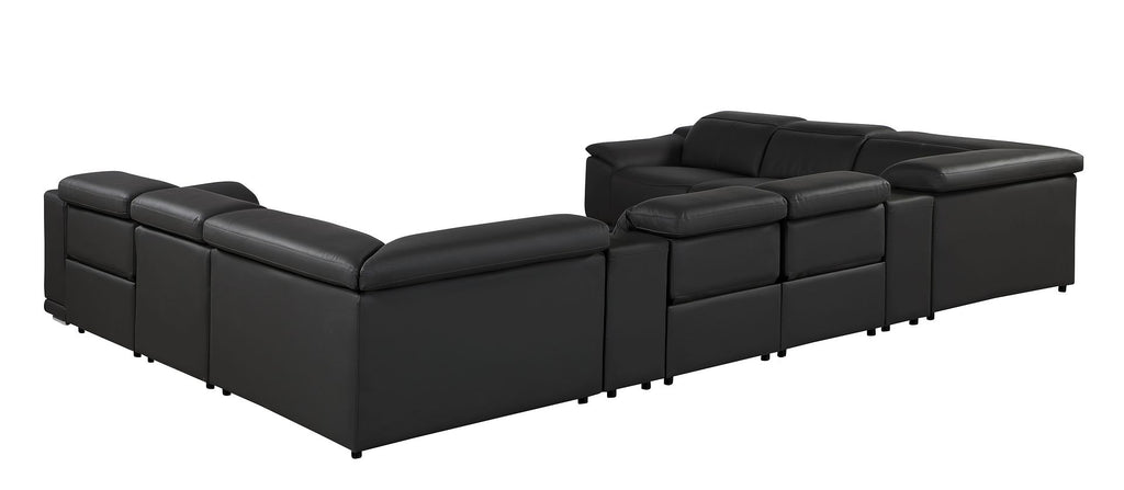 9762 Divanitalia 10-Piece U-Shaped Top Grain Italian Leather Sectional Sofa with 4 Power Recliners