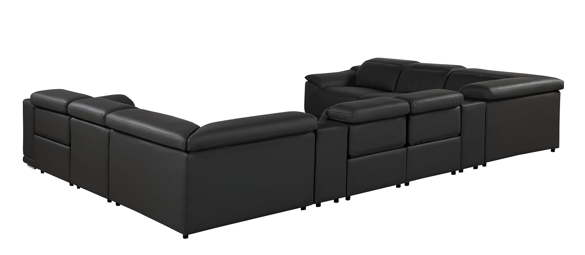 9762 Divanitalia 10-Piece U-Shaped Top Grain Italian Leather Sectional Sofa with 4 Power Recliners