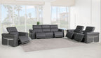 1126 Divanitalia 7-Piece Modular Power Reclining Sofa, Loveseat & Chair Set in Top Grain Italian Leather with 5 Power Recliners & Power Headrests - Dark Grey - SKU 1126-DK_GREY-7.5-HT-3PC - view 2