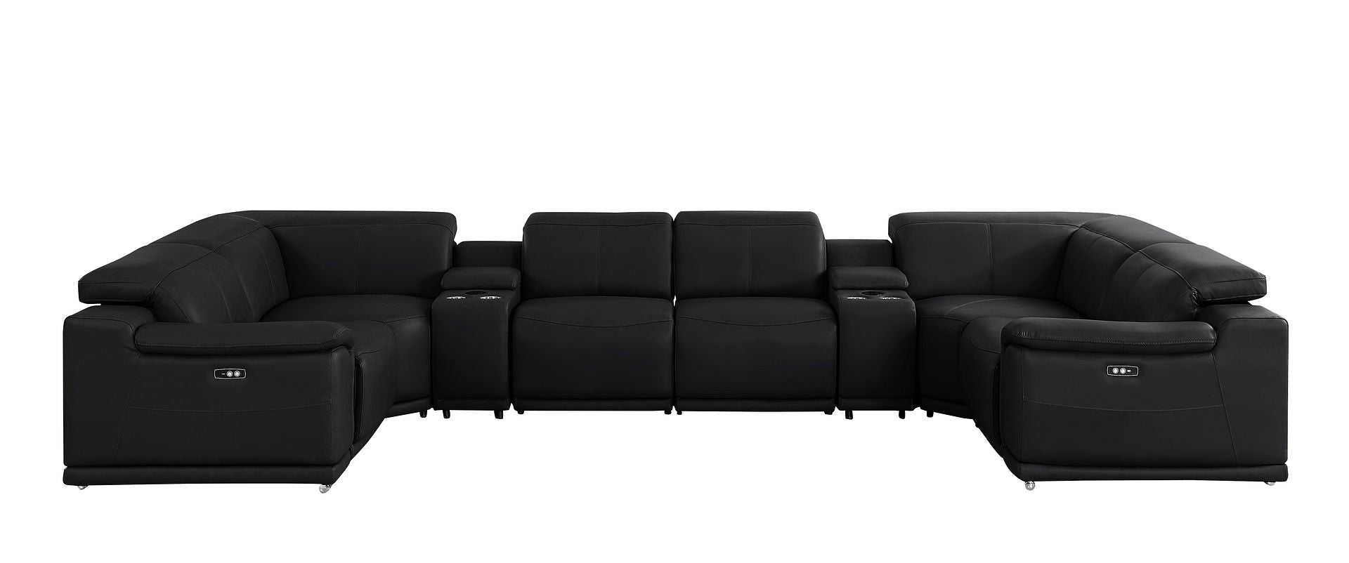 2679 8-Piece U-Shaped Power Reclining Sectional Sofa in Genuine Leather - 4 Recliners