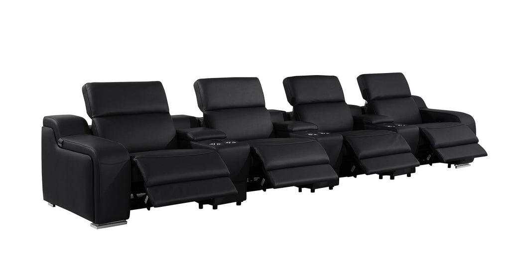 1116 Divanitalia 7-Piece Modular Power Reclining Sofa in Top Grain Italian Leather with 4 Power Recliners & Power Headrests - Black - SKU 1116-BLACK-S-7.4-HT - view 4