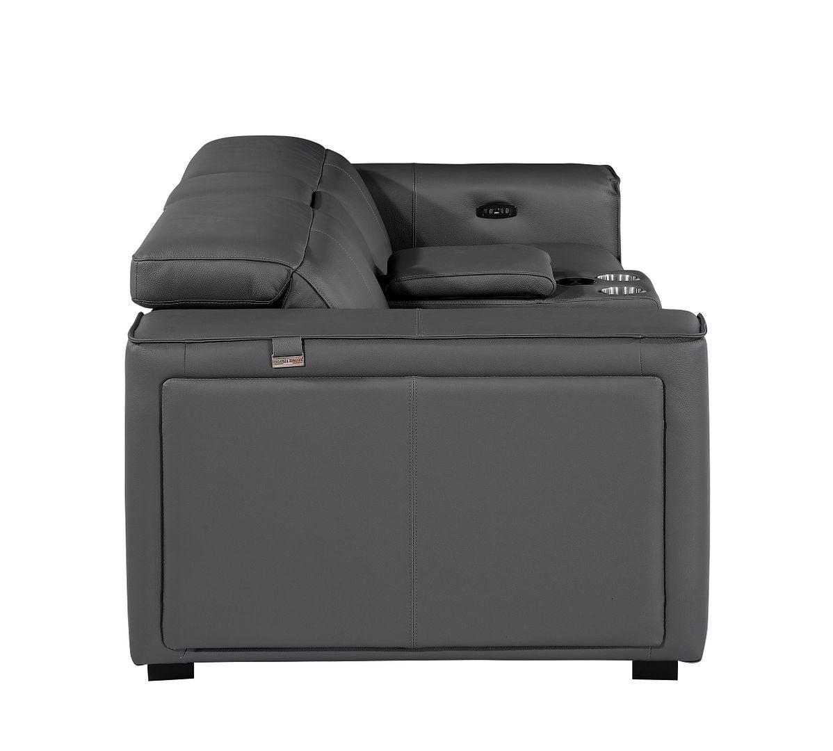 1224 Divanitalia 3-Piece Modular Power Reclining Loveseat in Top Grain Italian Leather with 2 Power Recliners & Power Headrests - Dark Grey - SKU 1224-DK-GREY-3.2-HT - view 6