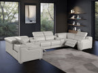 1116 Divanitalia 8-Piece U-Shaped Sectional Sofa in Top Grain Italian Leather with 2 Power Recliners & Power Headrests - Light Grey - SKU 1116-LT_GREY-8PC-2PWR-U-SECTIONAL-GROUP - view 2