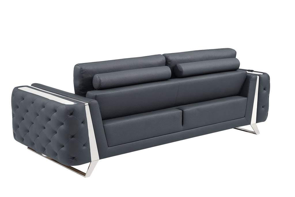 1050 Divanitalia 2-Piece Sofa Set in Top-grain Italian Leather - Dark Grey - SKU 1050-DK-GRAY-3PC - view 5