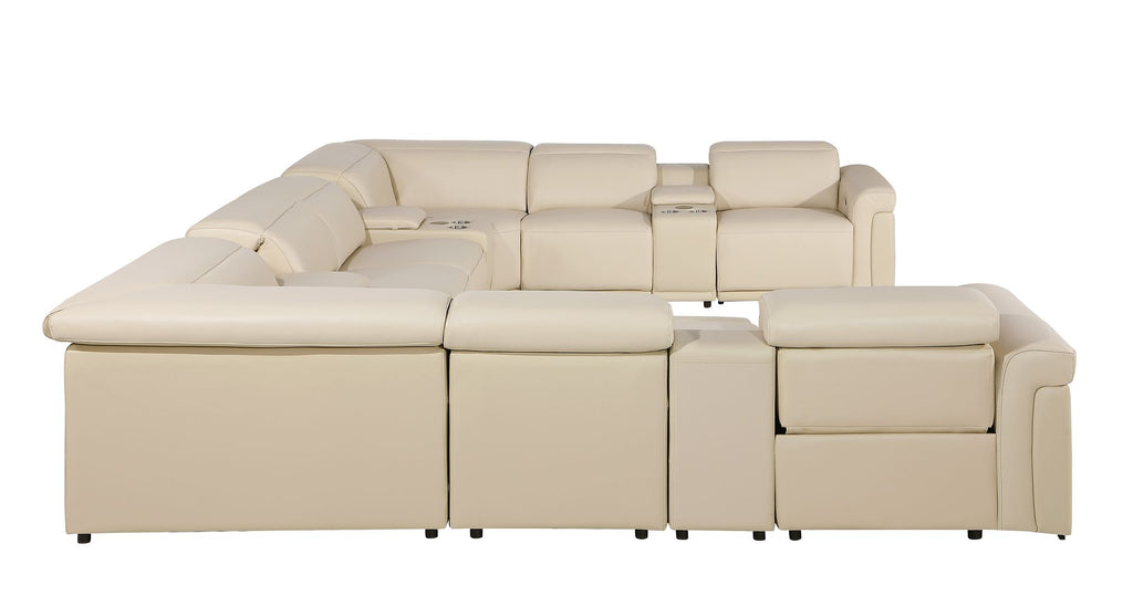 1126 Divanitalia 12-Piece U-Shaped Sectional Sofa in Top Grain Italian Leather with 4 Power Recliners & Power Headrests - Beige - SKU 1126-BEIGE-12PC-4PWR-U-SECTIONAL-GROUP - view 6