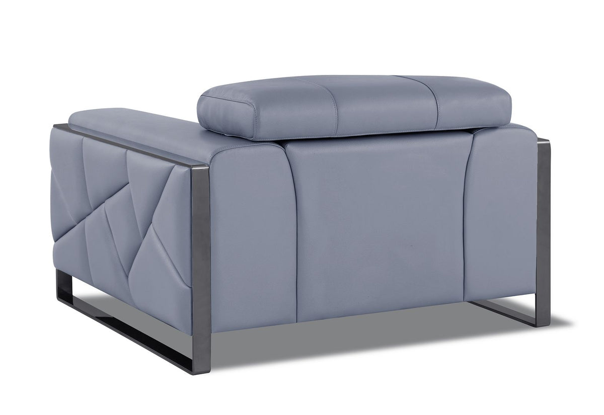 903 Divanitalia Chair with Adjustable Headrest in Top-grain Italian Leather - Light Blue - SKU 903-CH-LIGHT BLUE - view 3