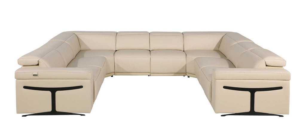 1126 Divanitalia 8-Piece U-Shaped Sectional Sofa in Top Grain Italian Leather with 4 Power Recliners & Power Headrests