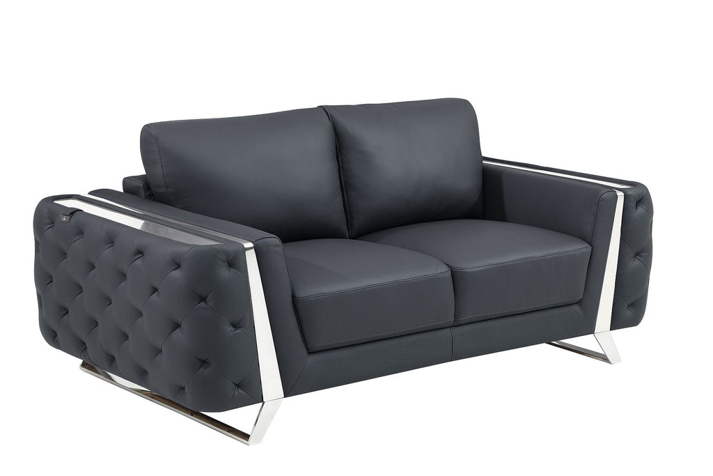 1050 Divanitalia 3-Piece Sofa Set in Top-grain Italian Leather - Dark Grey - SKU 1050-DK-GRAY-2PC - view 8