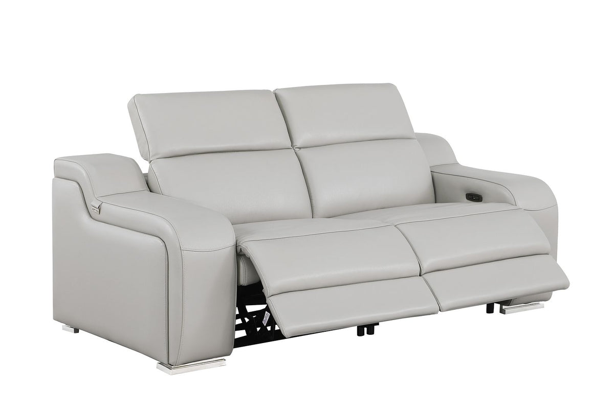 1116 Divanitalia 2-Piece Modular Power Reclining Loveseat in Top Grain Italian Leather with 2 Power Recliners & Power Headrests - Light Grey - SKU 1116-LT_GREY-2.2-HT - view 5