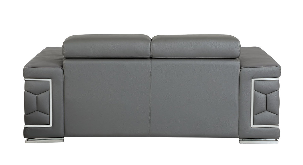 692 Divanitalia Loveseat with Adjustable Headrest in Top-grain Italian Leather - Dark Grey - SKU 692-L-DARK GRAY - view 4