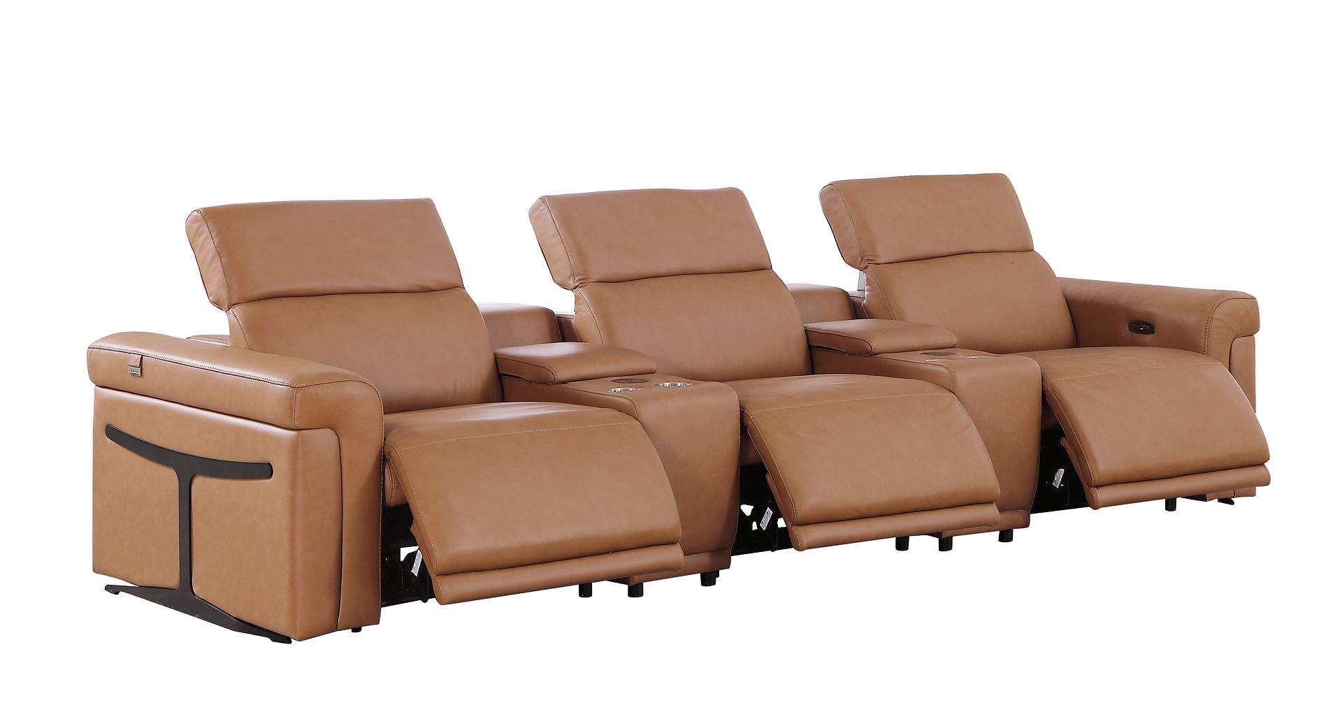 1126 Divanitalia 5-Piece Modular Power Reclining Sofa in Top Grain Italian Leather with 3 Power Recliners & Power Headrests