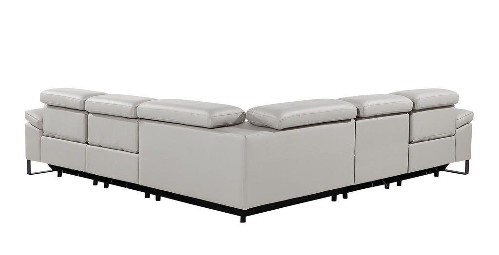 1246 Divanitalia 5-Piece L-Shaped Modular Power Reclining Sectional Sofa with Power Headrests - Top Grain Italian Leather - Light Grey - SKU 1246-LT-GREY-5PC-3PWR-SECTIONAL - view 8