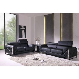 903 Divanitalia 2-Piece Sofa Set with Adjustable Headrest in Top-grain Italian Leather