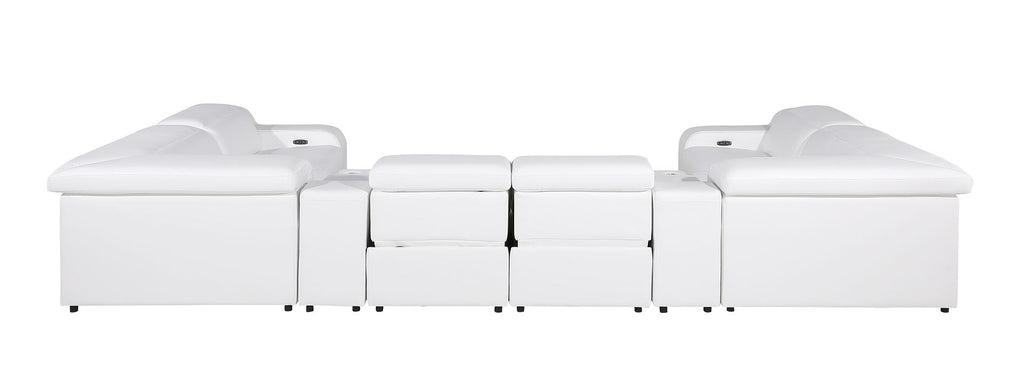 1116 Divanitalia 8-Piece U-Shaped Sectional Sofa in Top Grain Italian Leather with 4 Power Recliners & Power Headrests - White - SKU 1116-WHITE-8PC-4PWR-U-SECTIONAL-GROUP - view 7