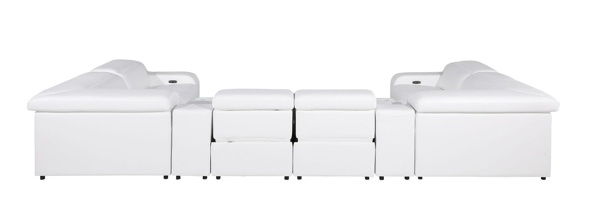 1116 Divanitalia 8-Piece U-Shaped Sectional Sofa in Top Grain Italian Leather with 4 Power Recliners & Power Headrests - White - SKU 1116-WHITE-8PC-4PWR-U-SECTIONAL-GROUP - view 7