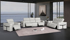 1126 Divanitalia 6-Piece Modular Power Reclining Sofa, Loveseat & Chair Set in Top Grain Italian Leather with 5 Power Recliners & Power Headrests - Light Grey - SKU 1126-LT_GREY-6.5-HT-3PC - view 2