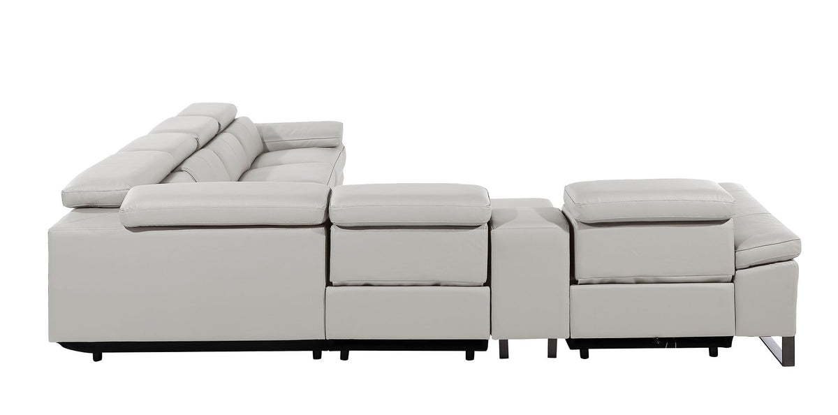 1246 Divanitalia 7-Piece L-Shaped Modular Power Reclining Sectional Sofa with 4 Power Recliners and Power Headrests - Top Grain Italian Leather - Light Grey - SKU 1246-LT-GREY-7PC-4PWR-SECTIONAL - view 6