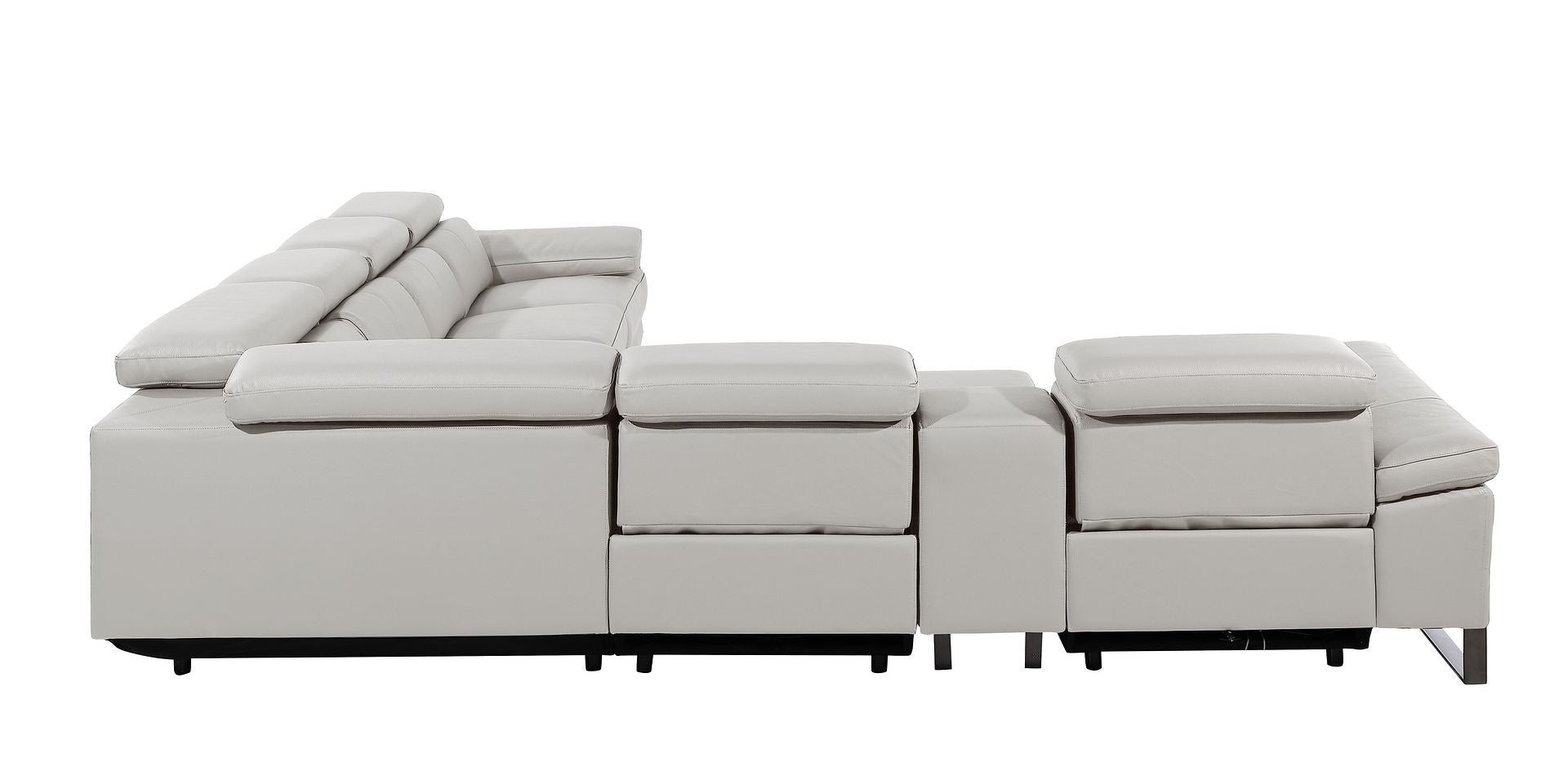 1246 Divanitalia 7-Piece L-Shaped Modular Power Reclining Sectional Sofa with 4 Power Recliners and Power Headrests - Top Grain Italian Leather