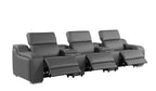 1116 Divanitalia 5-Piece Modular Power Reclining Sofa in Top Grain Italian Leather with 3 Power Recliners & Power Headrests