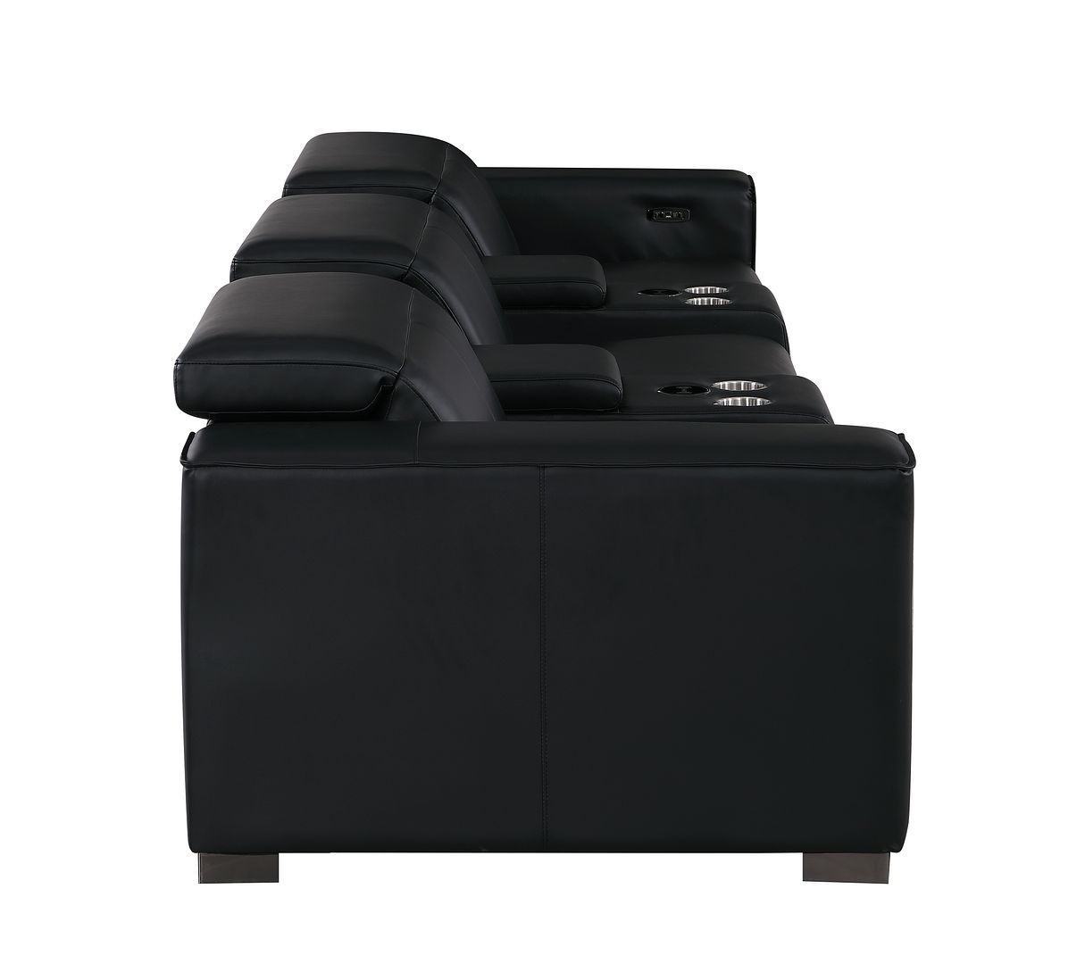 1208 Leather Sofa with 3 Power Recliners and Two Storage Consoles