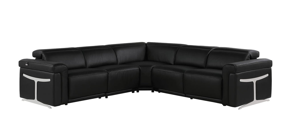 1126 Divanitalia 5-Piece L-Shaped Sectional Sofa in Top Grain Italian Leather with 3 Power Recliners & Power Headrests - Black - SKU 1126-BLACK-SEC-5PC-3PWR-SECTIONAL- GROUP - view 2
