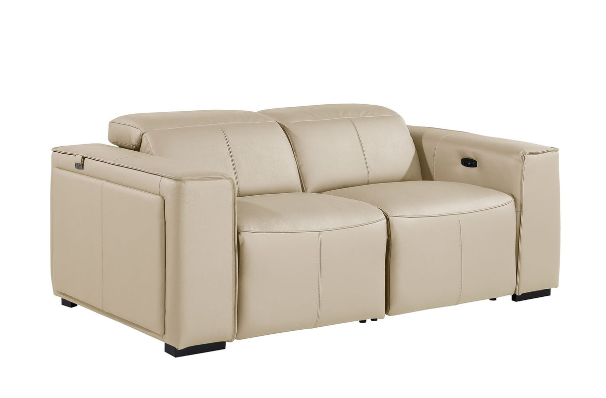 1224 Divanitalia 2-Piece Modular Power Reclining Loveseat in Top Grain Italian Leather with 2 Power Recliners & Power Headrests - Beige - SKU 1224-BEIGE-2.2-HT - view 4